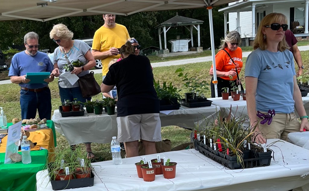 Plant Sale Table and Crowd