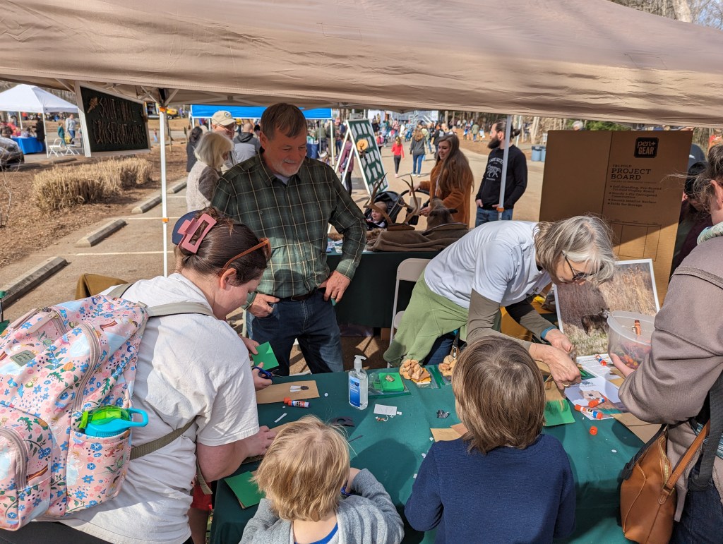 Kids around activities table for Groundhog Day