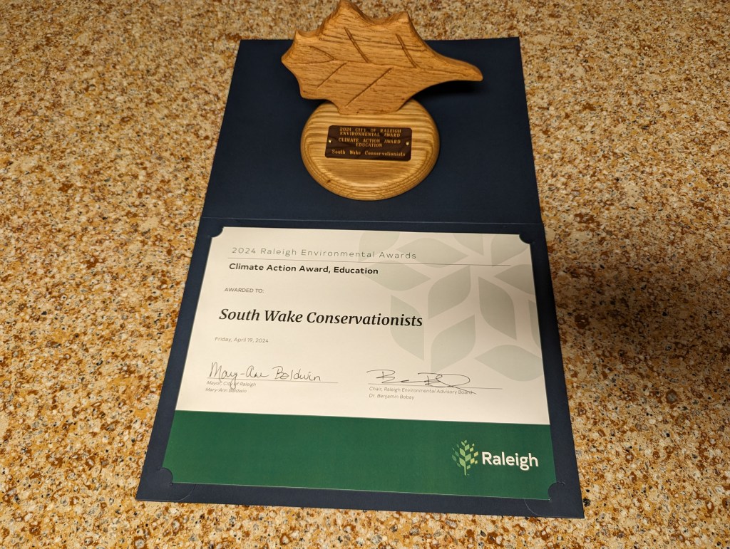 Environmental Award certificate and trophy