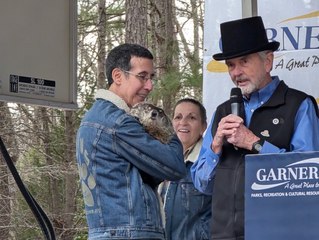 Garner Mayor and a groundhog